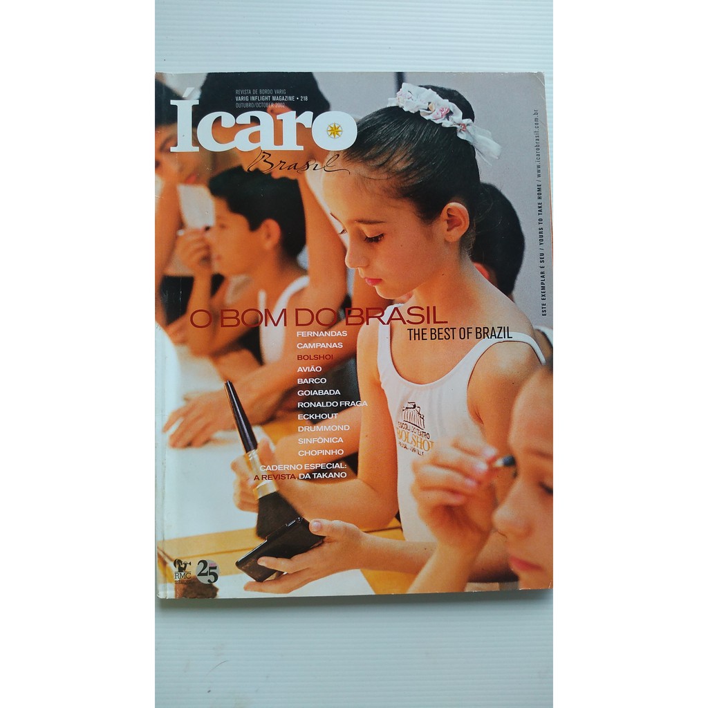 Revista - Ícaro Brasil - Revista de Bordo da Varig - 218/out/02 - o bom do Brasil - Bolshoi - sinfônica - chopinho