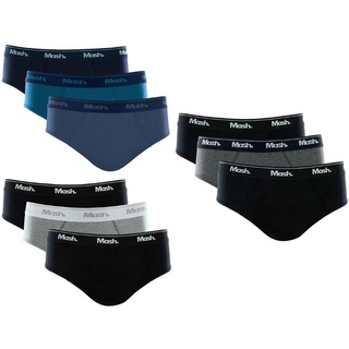 Kit Com 9 Cuecas Mash Slip Modelo Basico Masculino Tradicional Em Algodao Cotton Super Confortavel