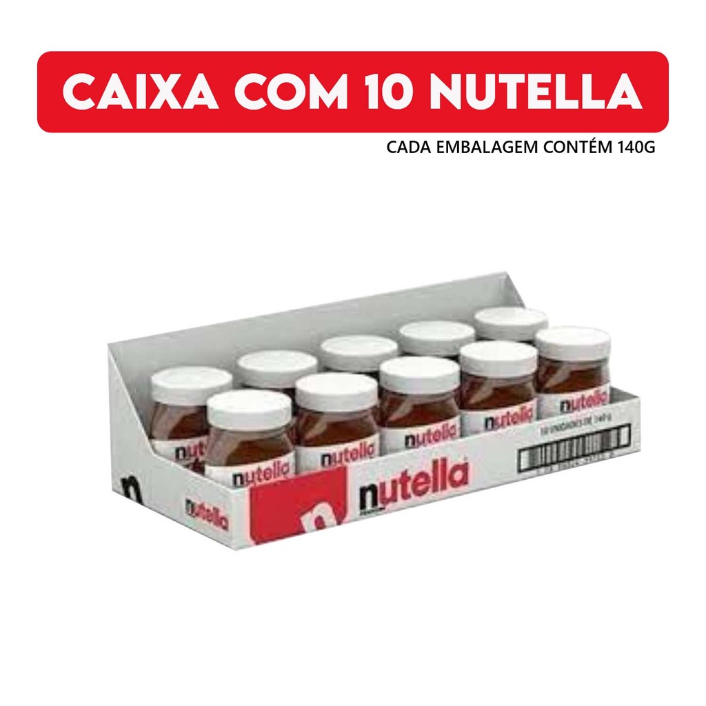 Kit Com 10 Nutella Creme de Avelã com Cacau Pote 140g Ferrero Original  Caixa - Escorrega o Preço