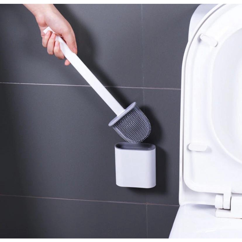 Escova Sanitária de Silicone para Limpeza Vaso Sanitário Privada e Bacia de Banheiros Antiodor Higiênica Antibacteriana