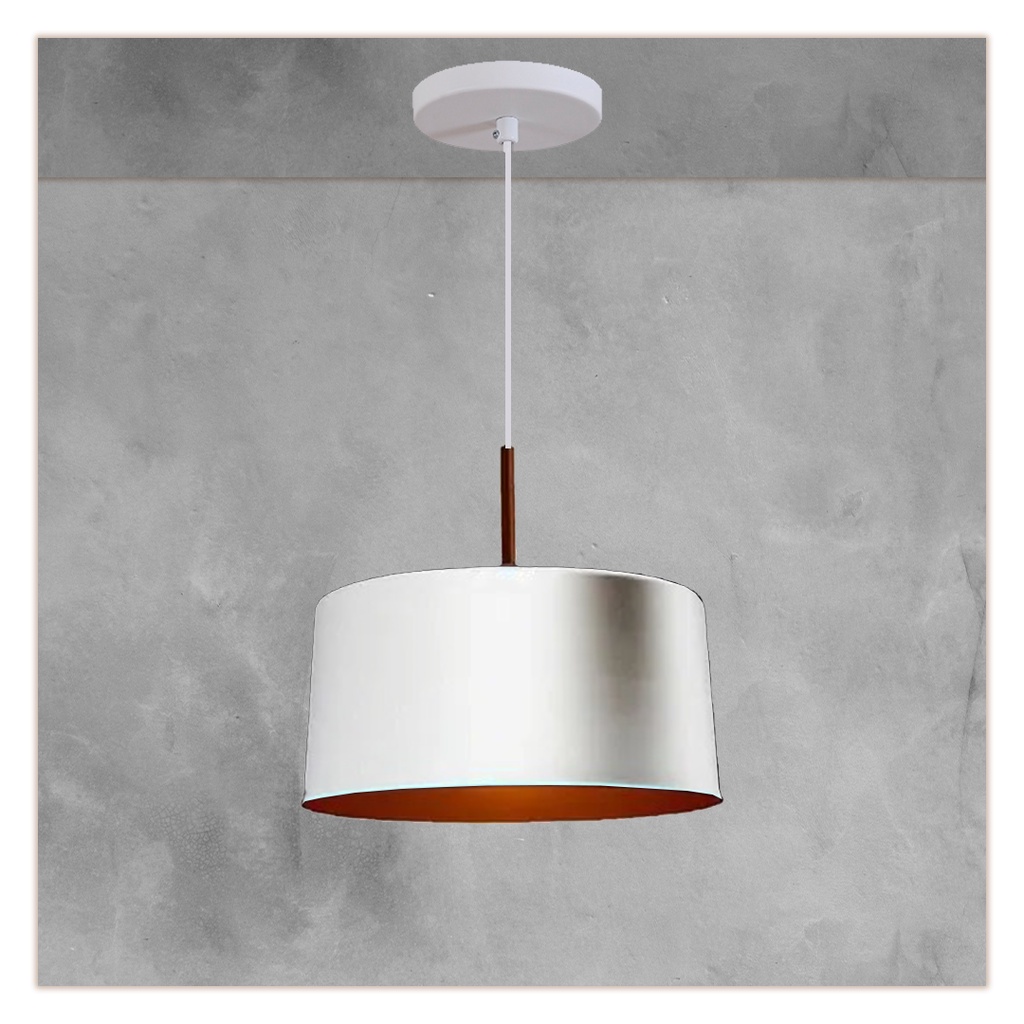 Pendente Large Biboquê Estilo Tom Dixon Branco com Cobre