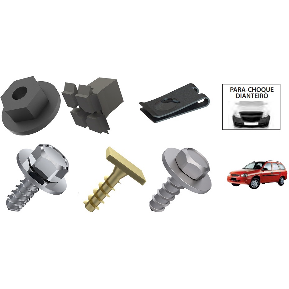 Kit Completo de grampos  fixadores da moldura do parachoque Diant.  do GM Chevrolet Corsa WAGON SW