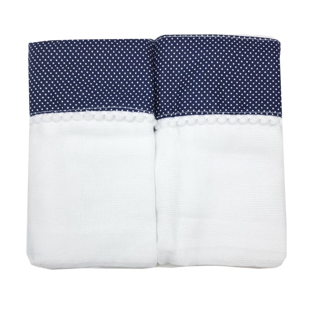 Fralda De Pano De Ombro 2 Pecas 100% Algodao Toalhinha de Boca Cueiro Baby Deluxe Marinho Poa Presente Enxoval Saida Maternidade