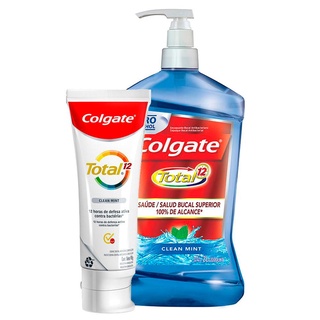 Kit Enxaguante 2L + Creme Dental Colgate Total 12 Clean Mint 90g