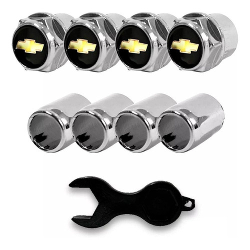 Kit Bico De Pneu Capa Válvula Antifurto Gm Omega Cromado