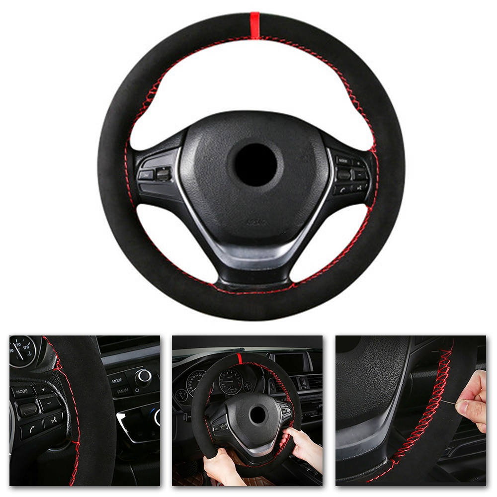 Capa Protetora De Volante De Carro Universal De Camurça/Antideslizante/Esportiva 38cm