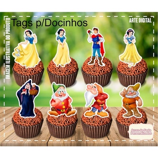 60 Tags Toppers Para Doces Docinho Branca De Neve