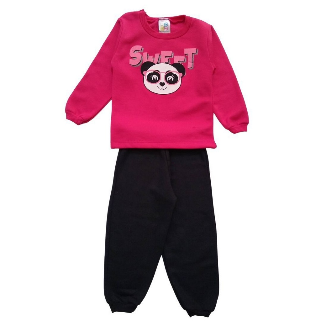 [Tam: P,M,G] Conjunto Moletom Bebê Menina Sweet Rosa - Jidi