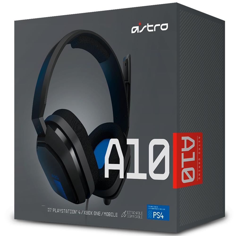 HEADSET ASTRO A10 GAMER PRETO E AZUL COMPATÍVEL PS4/XBOX ONE/MOBILE CONECTOR P3 3,5MM