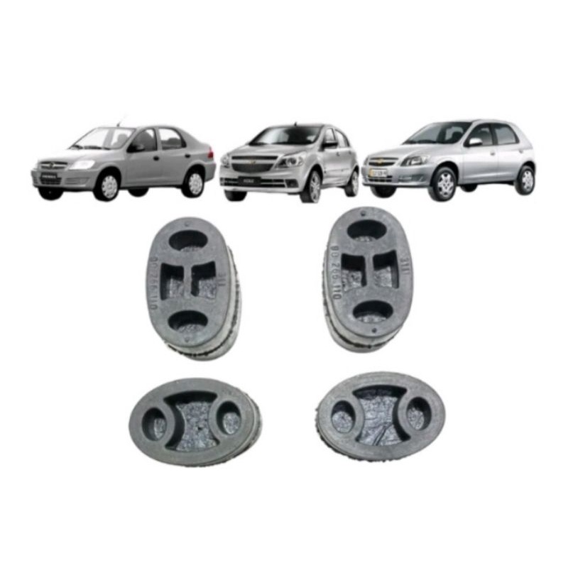 Coxim Escapamento Corsa Celta Corsa Classic Kit com 4 Peças