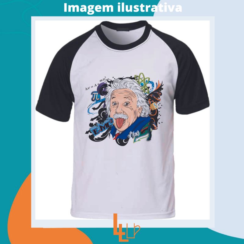 Camiseta Raglan Unissex Personalizada Albert Einstein