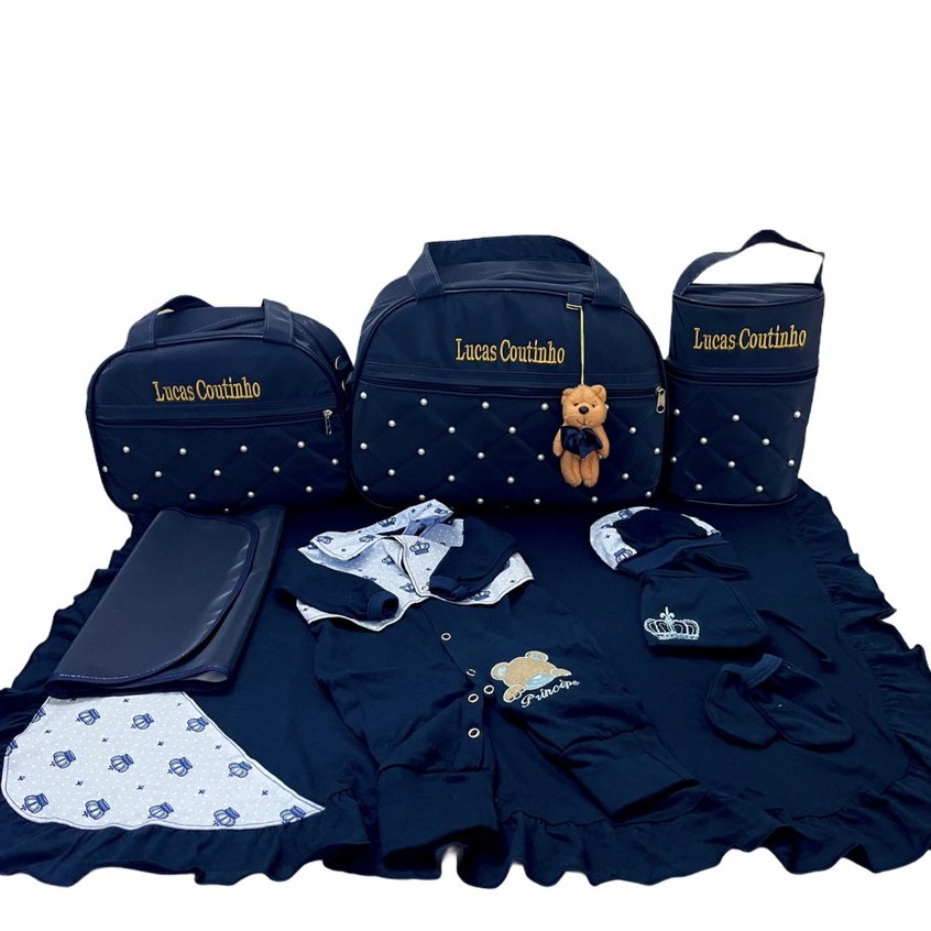 Bolsa Maternidade de Menino Personalizada 4 Peças Com Saída Maternidade
