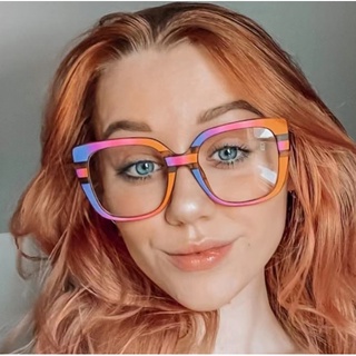 Óculos Quadrados Anti-Luz Azul Moda Feminina Molduras Coloridas Para Senhoras Moldura De Computador
