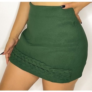 Short Saia Bengaline Tendencia Moda Verão