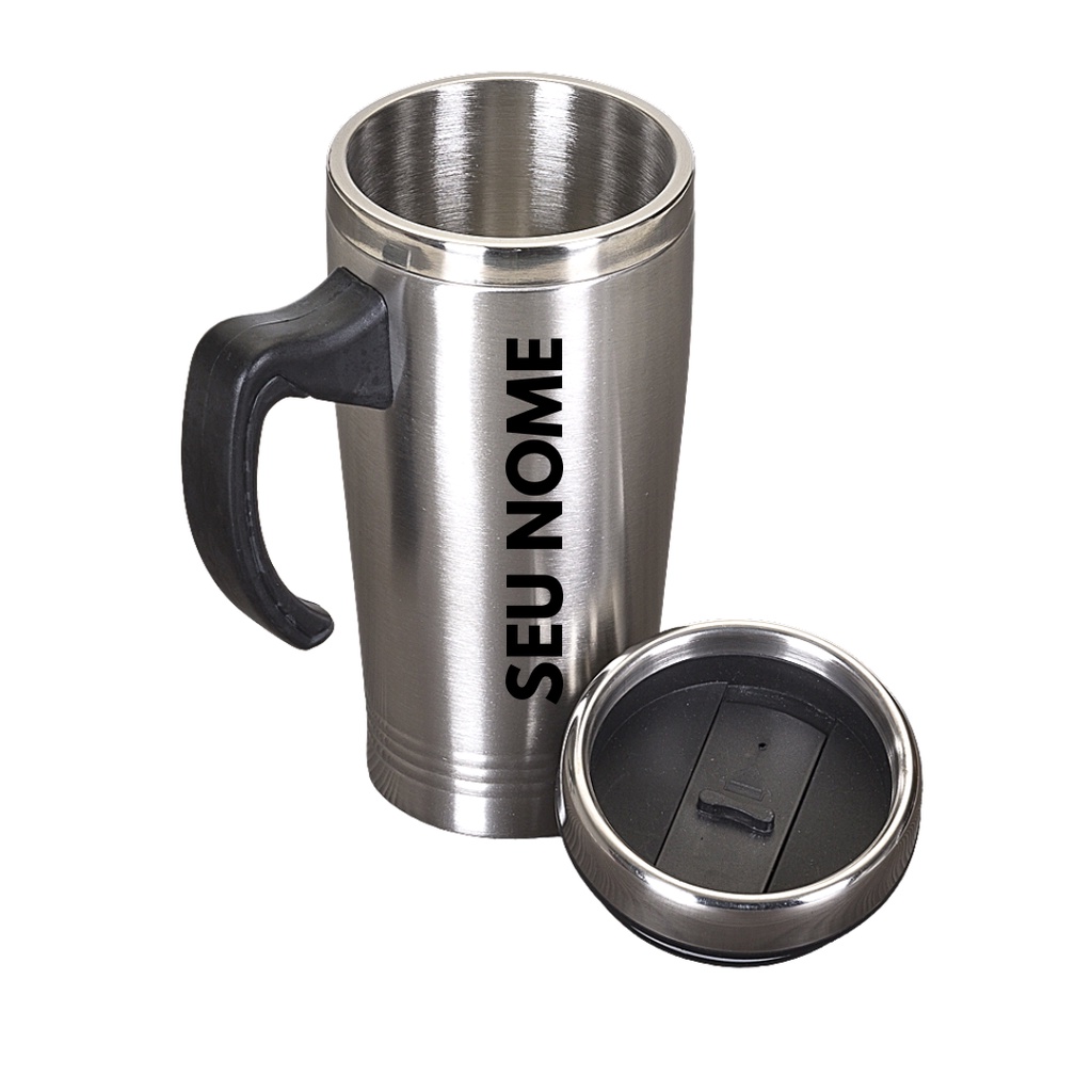 Caneca Térmica Personalizada com Nome 450ml - Inox - cerveja, água e chá