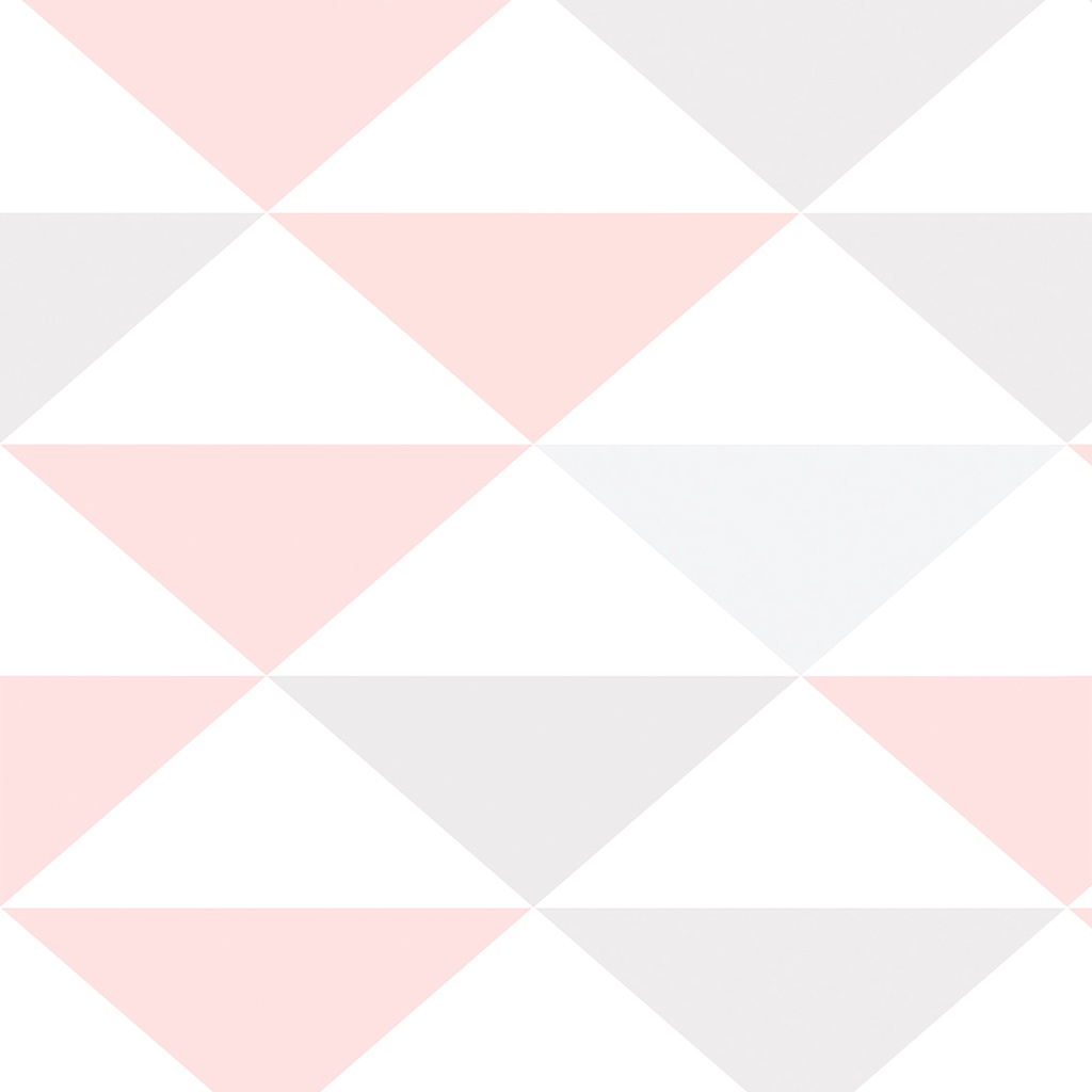 Papel de Parede Geométrico Triângulos Rosa Rosê Cinza e Branco Adesivo Vinílico Lavável SSGE-040