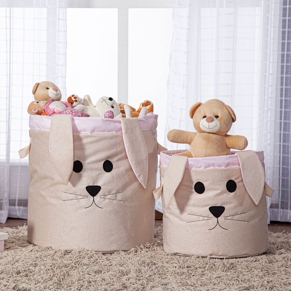 Kit 2 Peças Cesto Organizador de Brinquedo e Roupa Suja Bebê Infantil Médio e Grande Dobrável Multiuso Roupeiro Tecido sintético Com Alça Vários Modelos