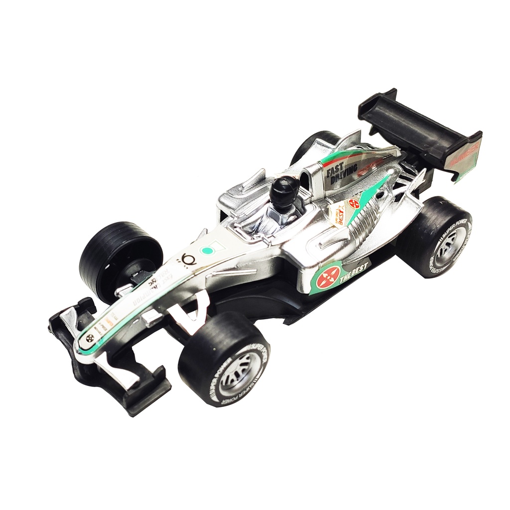 Carrinho Formula 1 Carro Miniatura Corrida F1 Brinquedo Cinza Prata