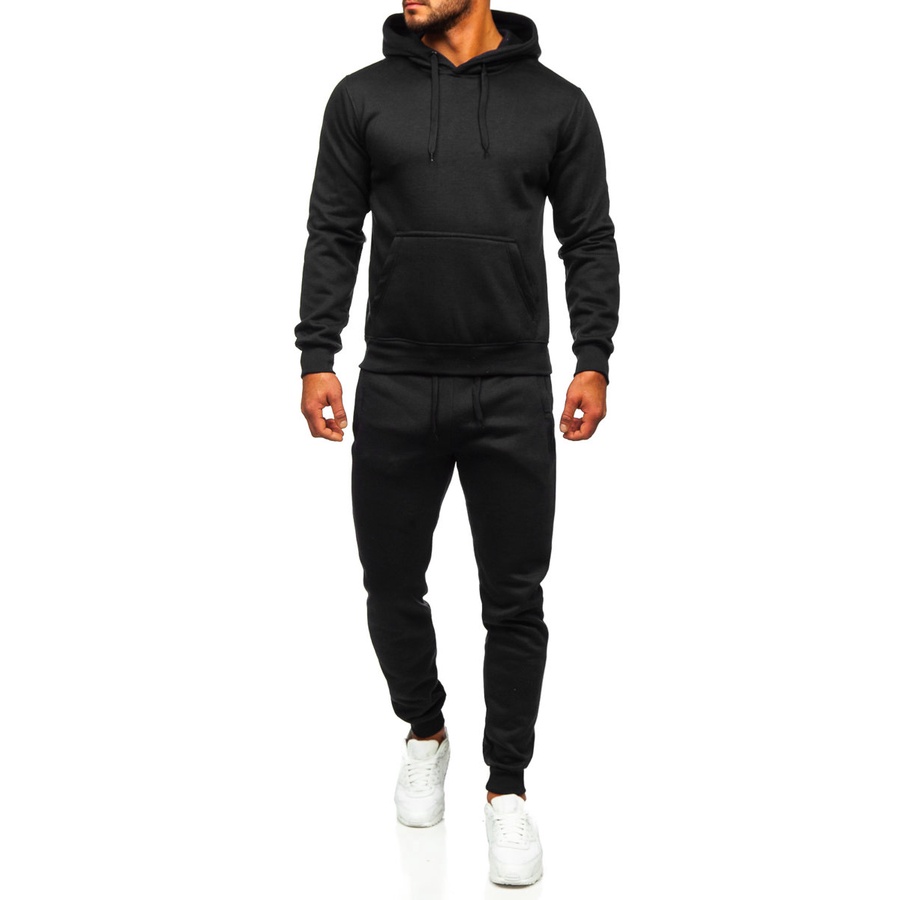 Conjunto de Moletom Masculino Blusa + Calça Esportivo Liso Casual Peluciado Jogger Slim Unissex