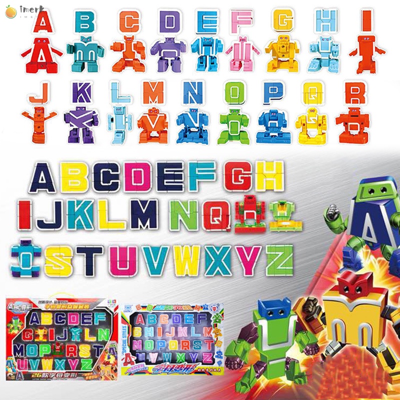 26pcs Letras Inglês Alfabeto Robô Transformar Robot Toy Figura Set Para ...