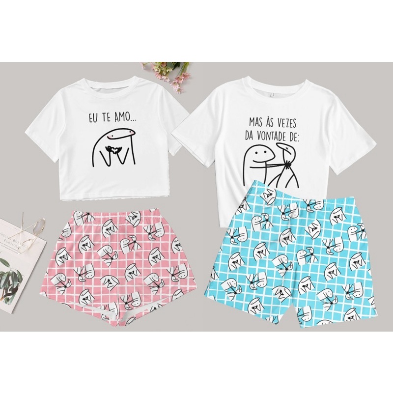 pijama Kit casal dia dos namorados mozão moda roupa de dormir