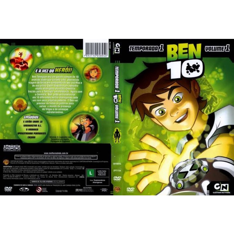 DVD/BLU-RAY COMPACTADO BEN 10 CLÁSSICO 1.2.3.4 TEMPORADA (20DVDS