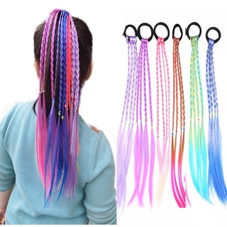 1 Pc New Girls Colorido Perucas Rabo De Cavalo Crianças Acessórios De Cabelo Faixa De Cabeça Faixas