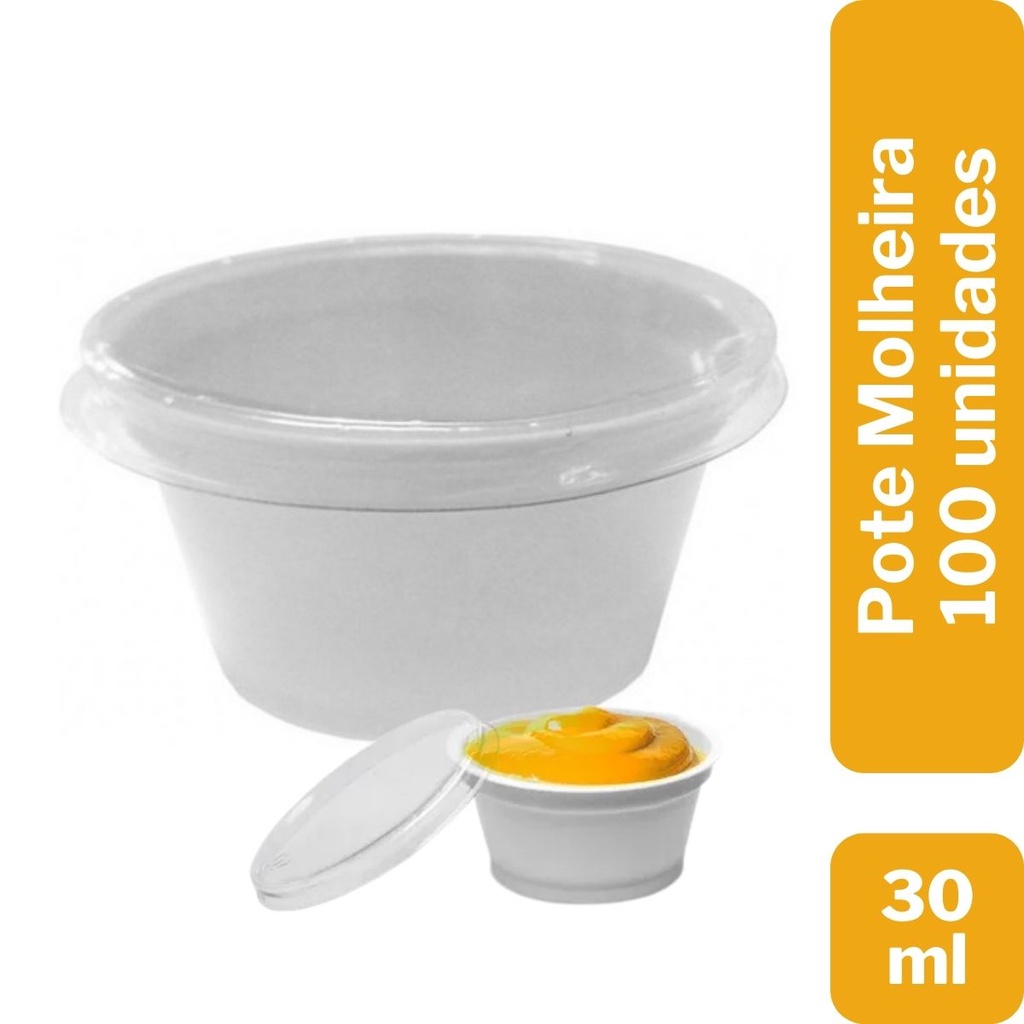 100Un Potinho Molheira Descartável Tampa Restaurante Lanchonete Hamburgueria Maionese Ketchup 30ml em Oferta na Shopee