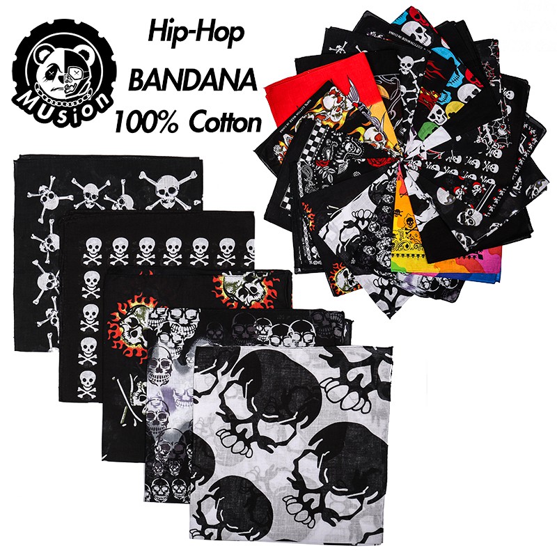 Musion 100% Algodão Hip Hop Lenço de Pescoço Estampa Paisley  Bandana Feminina Acessório De Cabelo Para Mulheres/ Homem / menino / menina