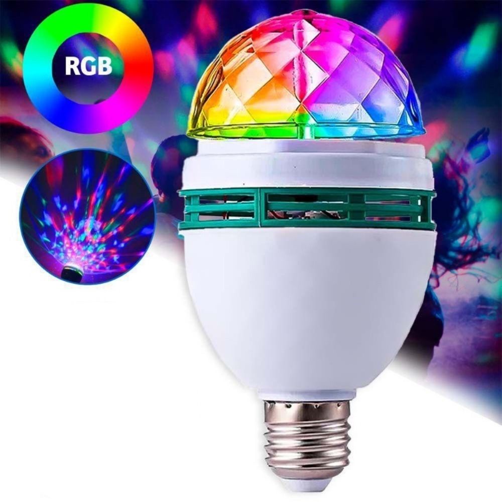 Lâmpada Globo De Luz RGB Led Giratória Festa Bola Maluca