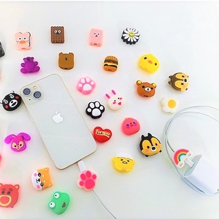 Protetor de Cabo Carregador Fio USB iPhone Apple Smartphone Android Desenhos Animais Bichinhos Proteção e Decoração Fio Fofos
