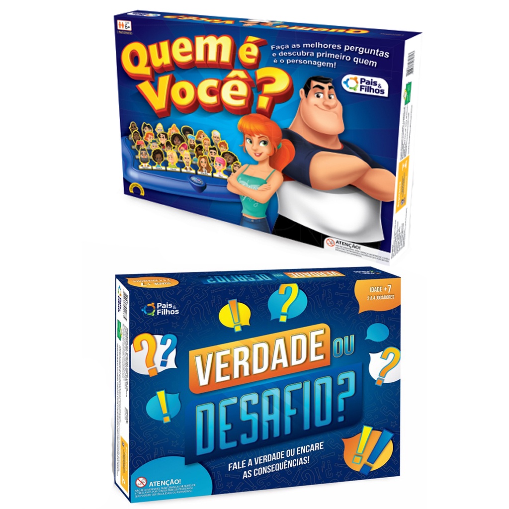 Jogo Quem é Voce Top Line + Jogo de Perguntas Verdade ou Desafio Pais e Filhos