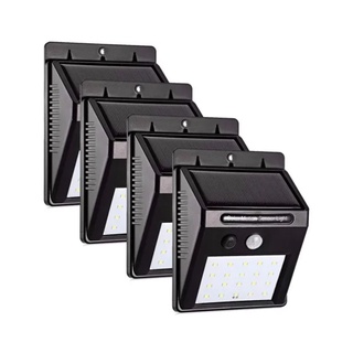 KIT 4 Luminaria Refletor Arandela Com Painel Solar 20 Led