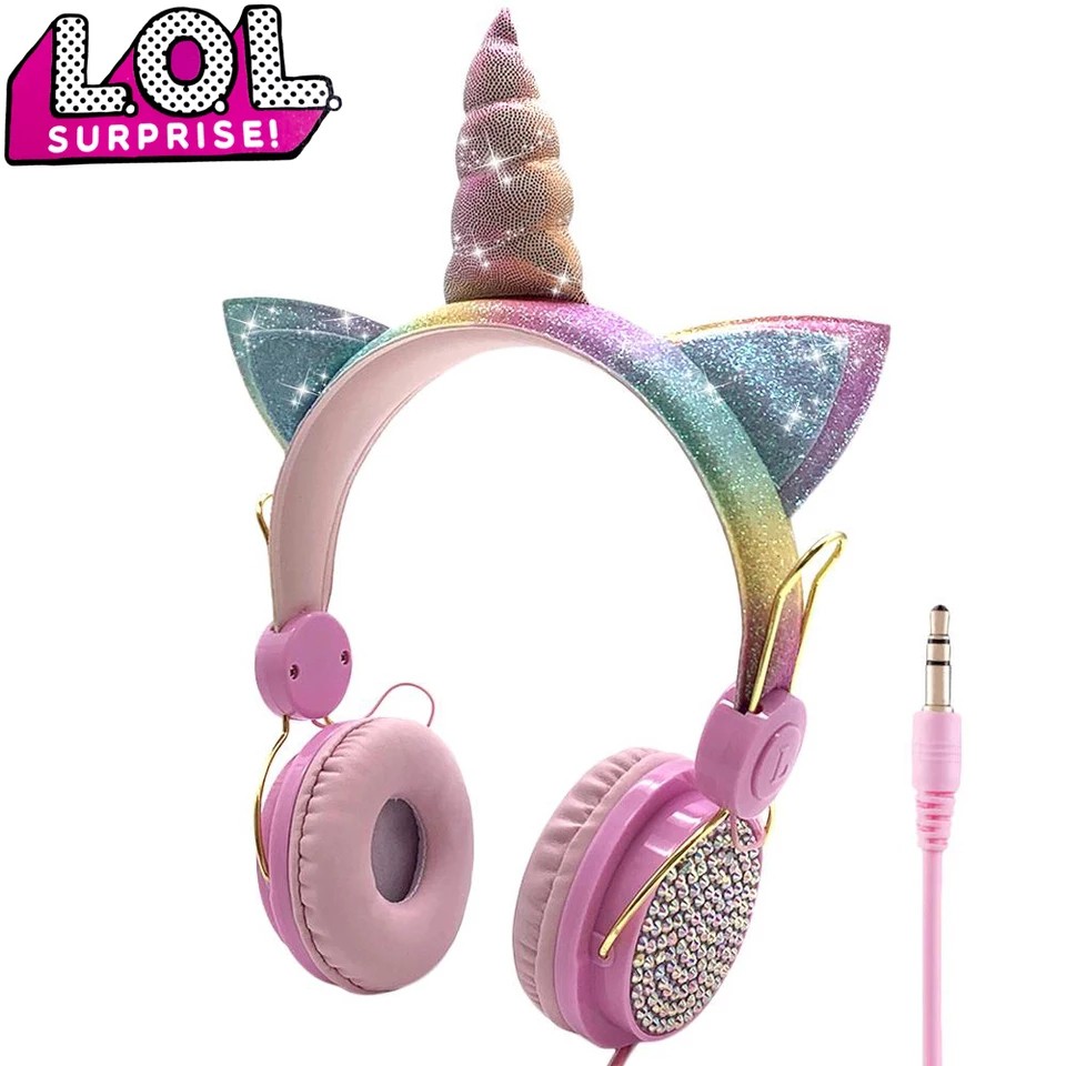 Headphone Fone De Ouvido Unicórnio Com Orelhas Para Criança