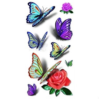 Cartela Tatuagem Temporária Fake Resistente a Água Flor Borboleta 13x7cm em Oferta na Shopee