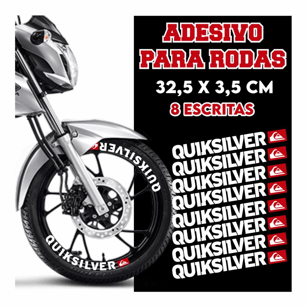 Kit 8 Adesivos Quiksilver Roda Moto Aro Liga Leve Bike