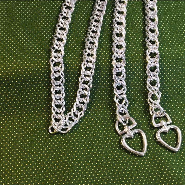 Corrente Prata Dupla Com Mosquetão Para Alça De Bolsa Ou Artesanato 1 Metro