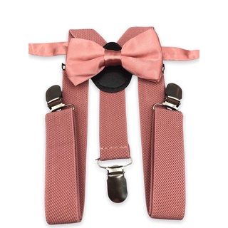Kit Suspensorio + Gravata Borboleta Rosa Chá Para Pajem Debutantes Casamentos