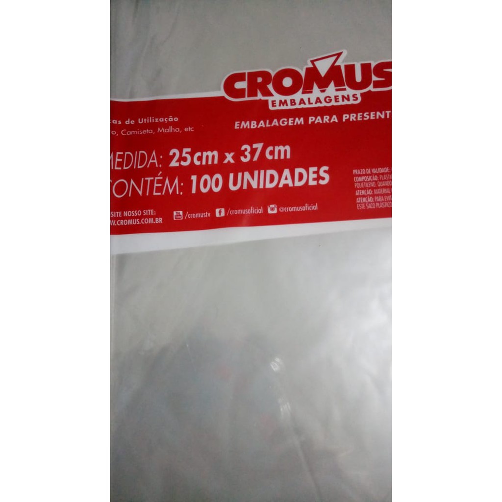Saco Transparente Incolor 15x29 20x29 25x37 - c/100 Un - Cromus