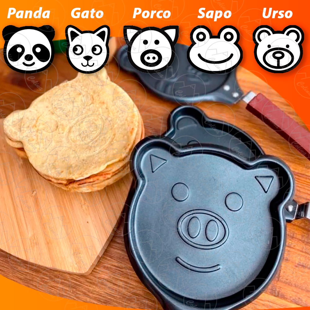 Frigideira Antiaderente Formato Animais Bichinho Sorrindo Panquequeira Ovo Cozido Frito Animais Cozinha Divertida