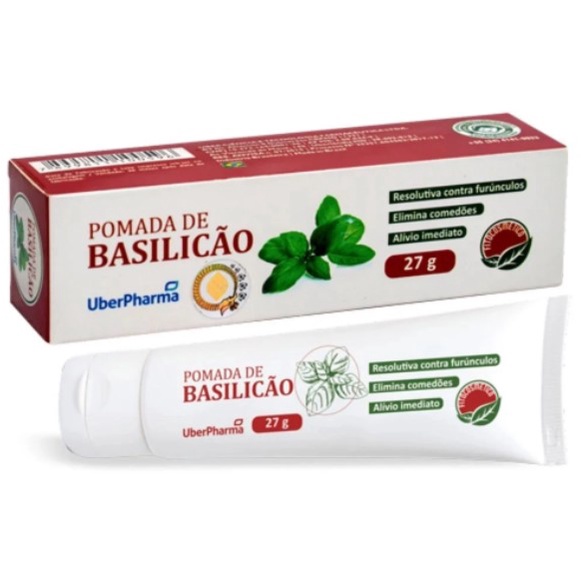 Basilicão bisnaga 25g pomada furúnculo acne hematoma extra forte copaíba babosa natural