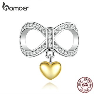 Bamoer 925 Real Silver Infinito Amor Com Coração Charme Para As Mulheres Jóias Fazendo Fit Pulseira Acessórios SCC1300