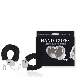 Algemas Reguláveis com Chaves em Pelúcia Disponível em 7 Cores - HAND CUFFS - Preto - SEX SHOP