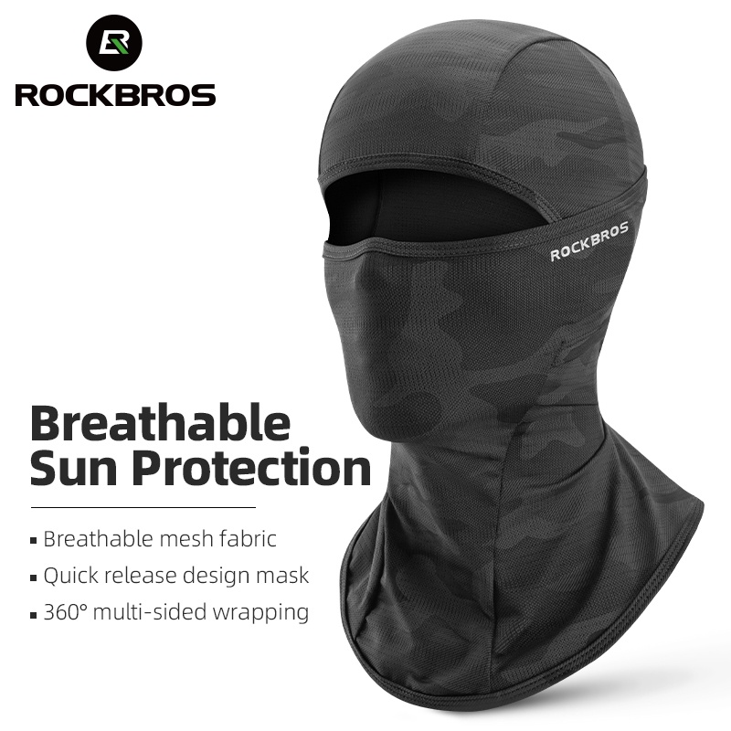 Rockbros Balaclava Ciclismo Máscara Motocicleta Capacete Proteção Solar UV50+ Ice Silk Full Face Respirável em Oferta na Shopee
