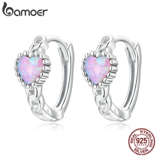 Brincos Bamoer 925 Prata Coração Colorido Para Mulheres Moda Joias Coreanas Acessórios