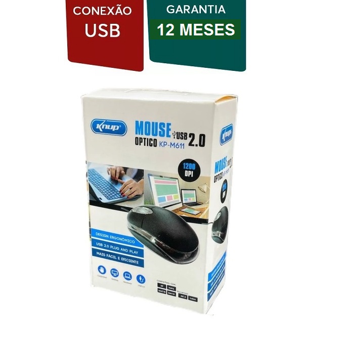 Mouse Com Fio Para Computador Notebook Preto Barato