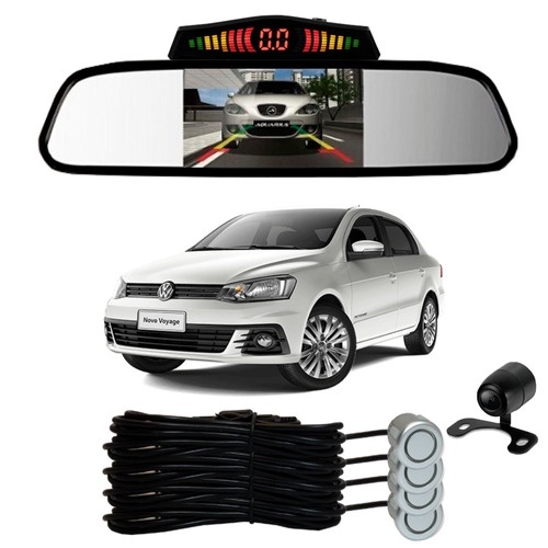 Sensor De Ré + Espelho Camera Ré Vw Voyage Prata em Oferta na Shopee