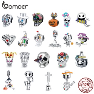 Pingente Bamoer De Abóbora E Contas De Crânio De Prata Esterlina 925 Para Bracelete Pulseira De Encantos Europeus Requintados Artesanato Jóias Novidade De Halloween