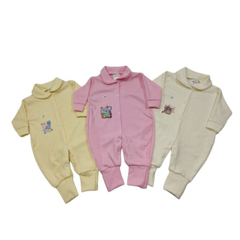 Kit com 3 macacões canelados pé reversivel MENINA