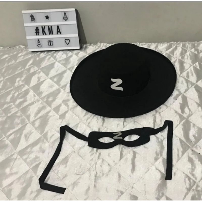 Chapéu Zorro Adulto + Máscara Zorro Fantasia Cosplay